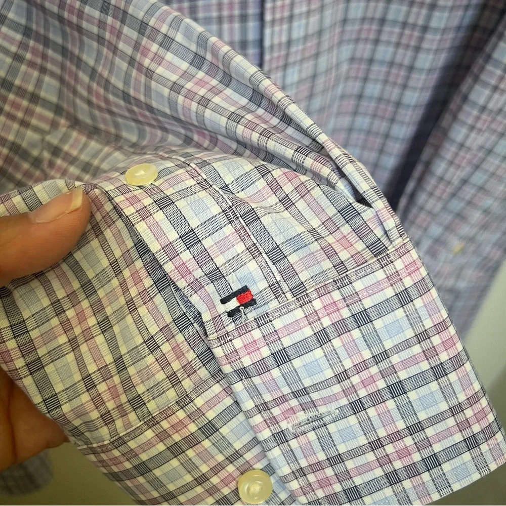 Tommy Hilfiger Men Regular Fit Stretch Wrinkle Resistant Button Up Shirt‎ Large - Picture 5 of 6